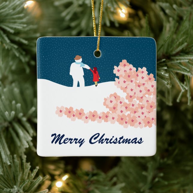Ein Spaziergang mit Snowman Weihnachten Keramik Or Keramikornament (Baum)
