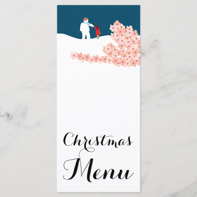 Ein Spaziergang mit Snowman-Weihnachtsmenü Menükarte (Vorderseite)