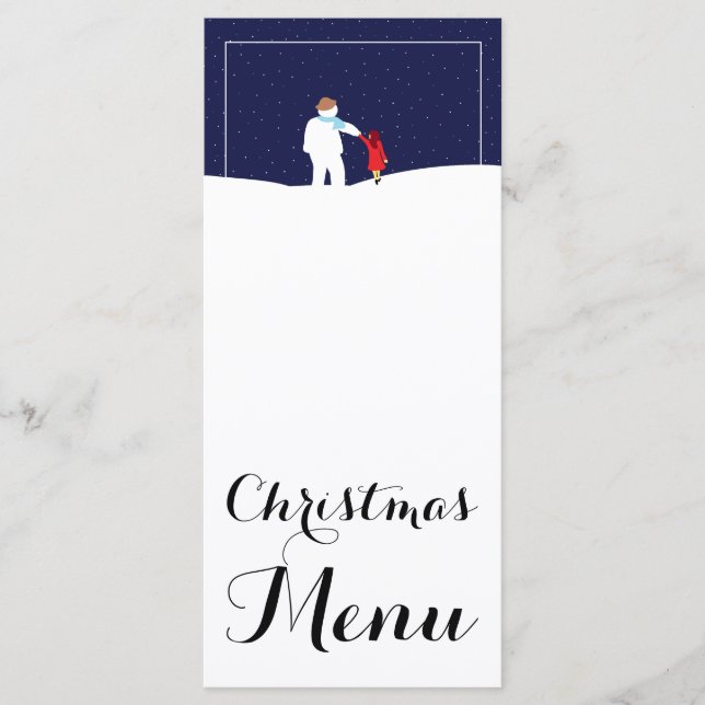 Ein Spaziergang mit Snowman Weihnachtsmenü Menükarte (Vorderseite)