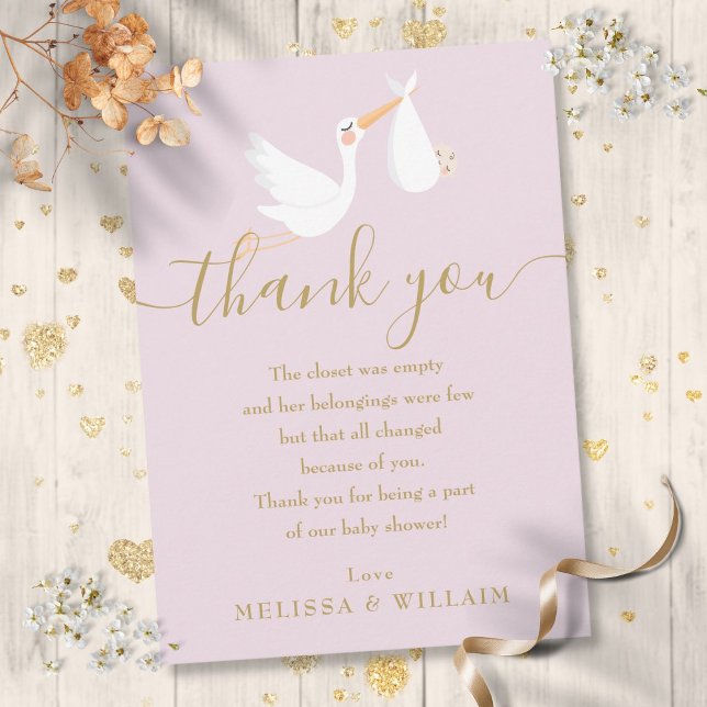 Ein spezielles Baby-Lieferwagen-Mädchen Vielen Dan Dankeskarte (A Special Delivery Stork Baby Girl Thank You)