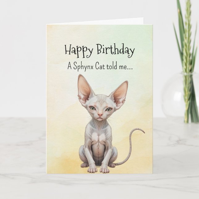 Ein Sphynx Katzenpersönlichkeit Geburtstagskind Karte (Vorderseite)