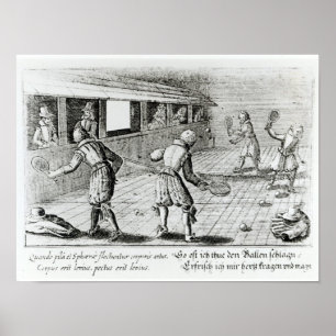 Ein Spiel des Real Tennis mit Sport Balladen unten Poster