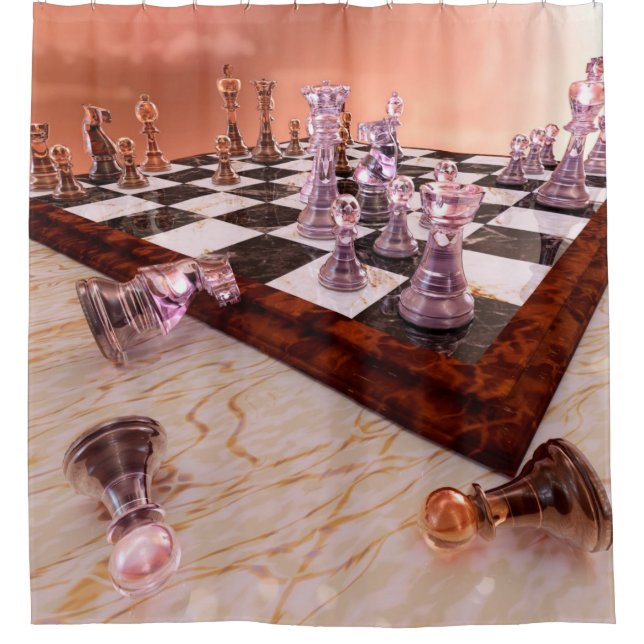 Ein Spiel mit dem Schachduschvorhang Duschvorhang (Vorderseite)