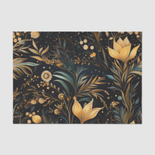 Ein Spielplatz aus Gold und blau-grünen Blumen     Seidenpapier