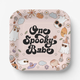 Ein Spooky Babe Groovy Halloween 1. Geburtstag Pappteller