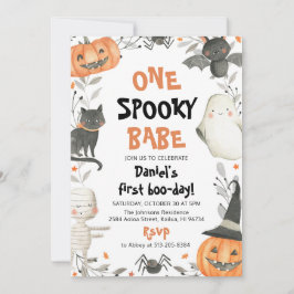 Ein Spooky Babe Niedlich Halloween Ghost 1. Geburt Einladung