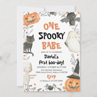 Ein Spooky Babe Niedlich Halloween Ghost 1. Geburt Einladung
