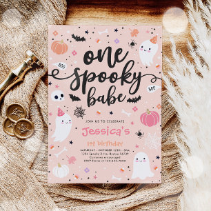 Ein Spooky Babe Niedlich Halloween Ghost 1. Geburt Einladung
