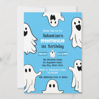Ein Spooky Birthday Blue Ghost Einladung