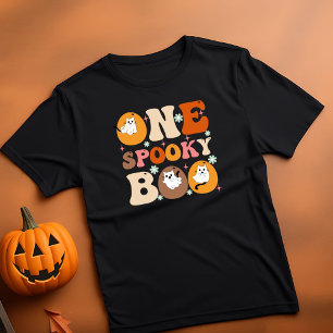 Ein Spooky Boo Groovy Halloween Cat Ghost T-Shirt