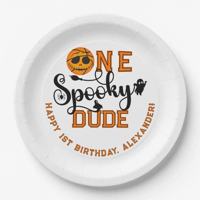 Ein Spooky Typ Basketball Boys Krasser Kindergebur Pappteller (Vorderseite)