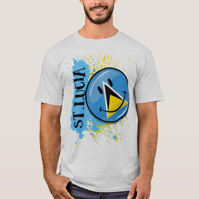 Ein Spritzen lächelnder Flagge St Lucia T-Shirt (Vorderseite)