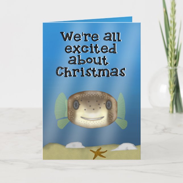 Ein Stachelschwein-Puffer-Fisch-Weihnachten Karte (Vorderseite)