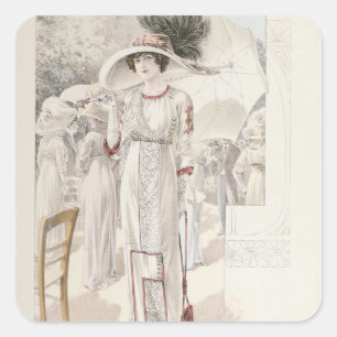 Ein Stadtkleid, von 'Les Grandes Modusde Paris Quadratischer Aufkleber