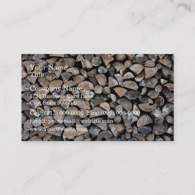 Ein Stapel des Brennholzes Visitenkarte (Vorderseite)