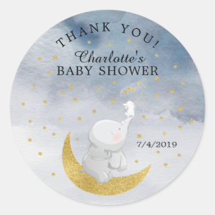 Ein Star Bunny Elephant Baby Shower Vielen Dank Runder Aufkleber
