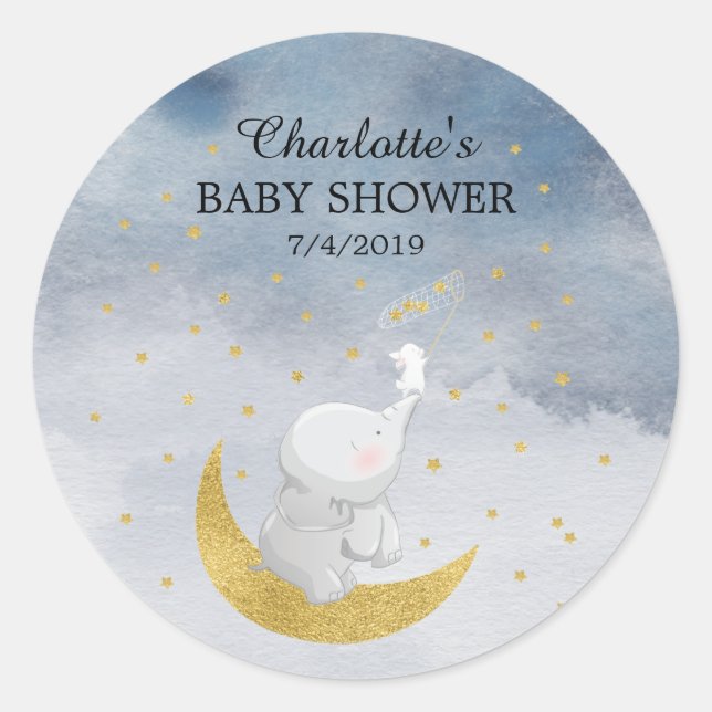 Ein Star Bunny Elephant Baby Vielen Dank Runder Aufkleber (Vorderseite)