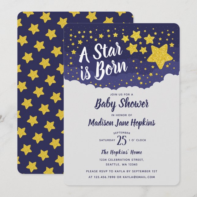 Ein Star ist eine Geborene Babydusche Einladung (Vorne/Hinten)