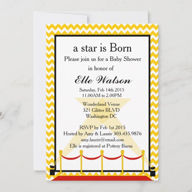 Ein Star ist eine Geborene Hollywood Baby-Dusche Einladung (Vorderseite)