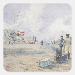 Ein startendes Flugzeug, 1913 Quadratischer Aufkleber