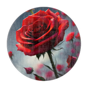 "Ein Stem in Bloom: Die Ruby-Rose" Schneidebrett