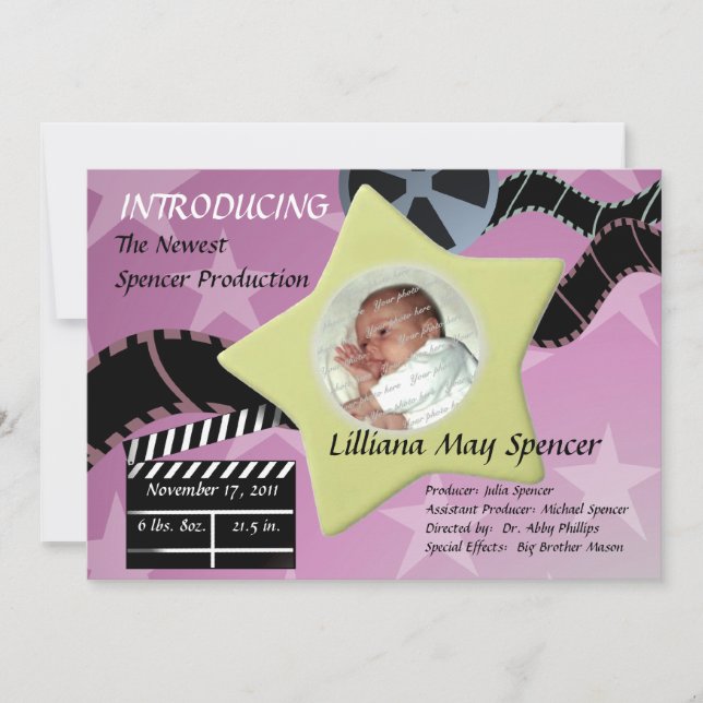 Ein Stern ist Geboren/rosa Ankündigung (Vorderseite)