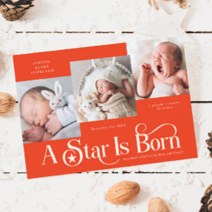 Ein Stern ist Geborene Weihnachten Retro Red Birth