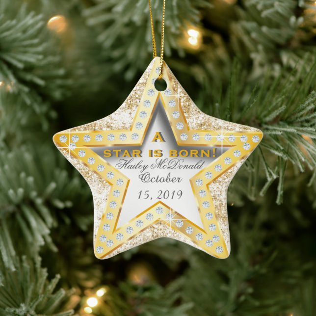 Ein Stern ist Geborenes Baby's 1. Weihnachten Keramik Ornament (Baum)