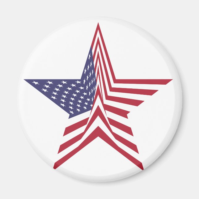 Ein Stern mit amerikanischem Flaggenmuster Magnet (Vorne)