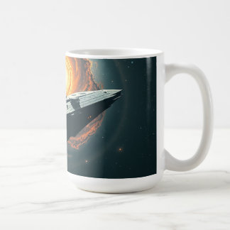 Ein Sternenschiff verlor in der Leere Kaffeetasse