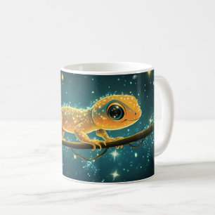 Ein stilisierter und leuchtender Gecko, kreativ ge Kaffeetasse