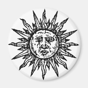 Ein stilisiertes Schwarzweiss-Sun-Zeichen Magnet