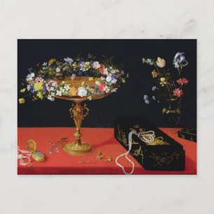Ein Stillleben auf der Tazza mit Blume Postkarte