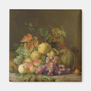 Ein Stillleben der Melonen, der Trauben und der Magnet