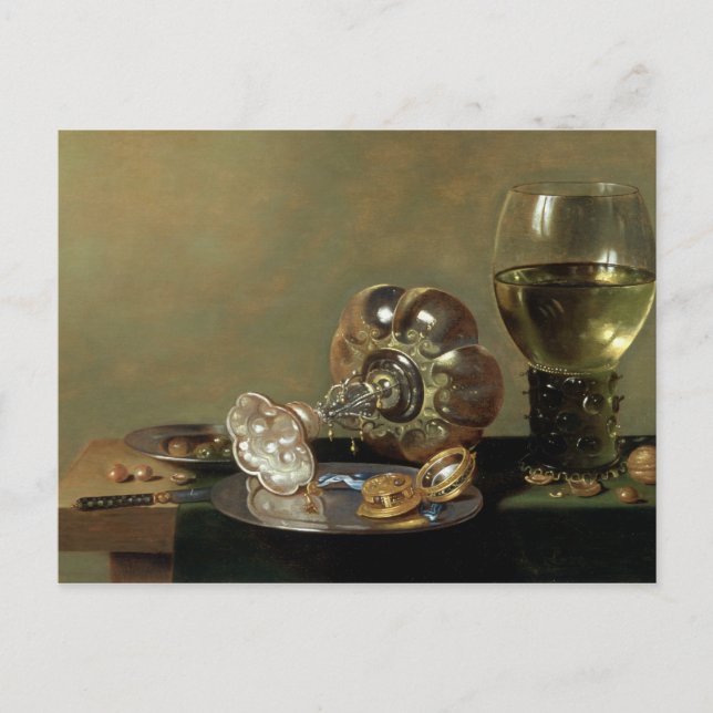 Ein Stillleben mit einem Glas Wein Postkarte (Vorderseite)