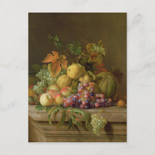 Ein Stillleben von Melonen, Trauben und Pfirsichen Postkarte
