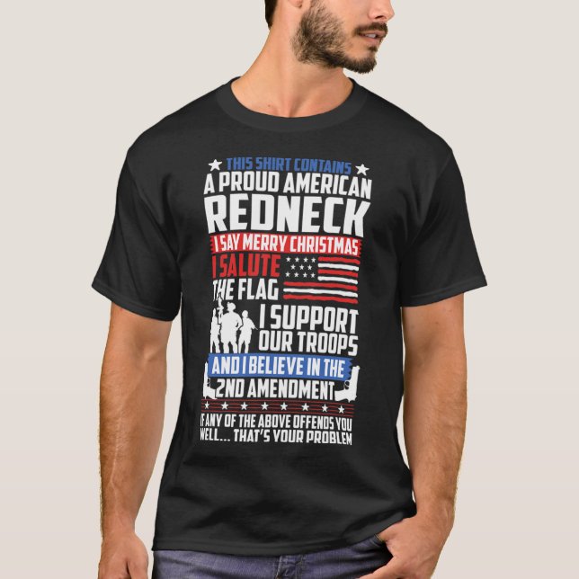 Ein stolzer amerikanischer Redneck unterstützt die T-Shirt (Vorderseite)