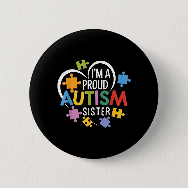 Ein stolzes Autismusschwester-Bewusstseins-Liebesh Button (Vorderseite)