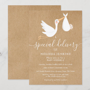 Ein Storch-Baby-Sprinkle / Baby-Shower mit besonde Einladung