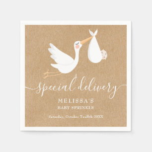 Ein Storch zur besonderen Lieferung - Babyparty / Serviette