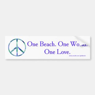 Ein Strand, eine Welt, ein Liebe-Autoaufkleber Autoaufkleber