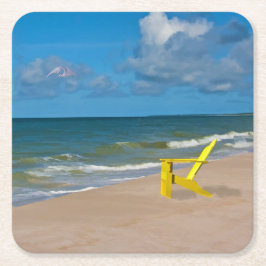 Ein Strand irgendwo und Strand-Stuhl Rechteckiger Pappuntersetzer