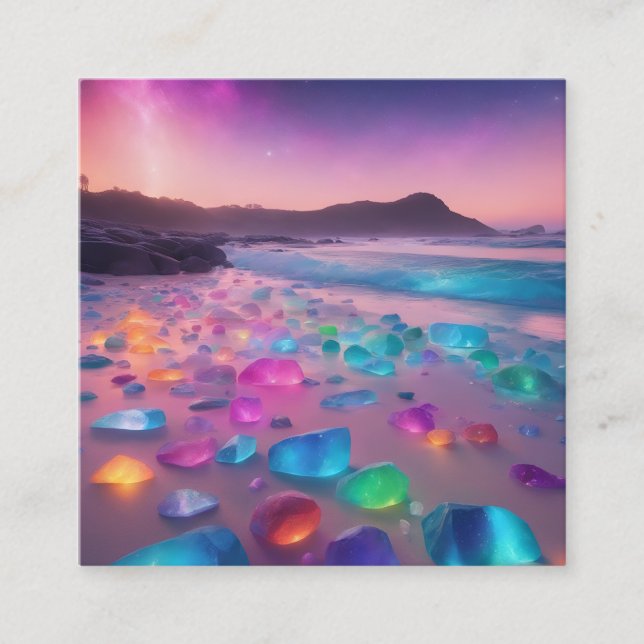 Ein Strand mit viel Glasstein Quadratische Visitenkarte (Vorderseite)