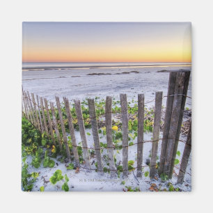 Ein Strand-Zaun am Sonnenuntergang Magnet