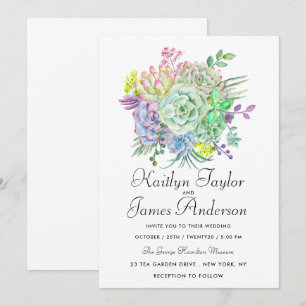 Ein Strauß Kakteen - Hochzeit Einladung