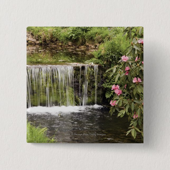 Ein Strom und ein Wasserfall in Dartmoor Button (Vorderseite)