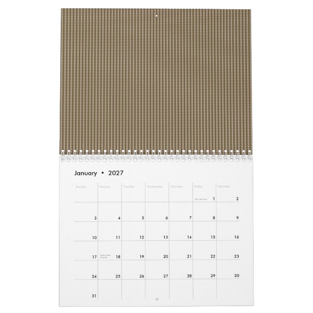 Ein strukturiertes Hintergrundmuster in verschiede Kalender (Jan 2027)
