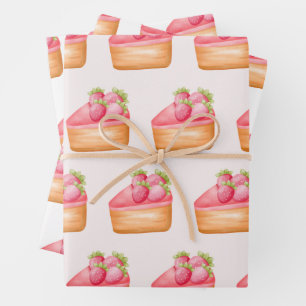 Ein Stück Erdbeerfruchtkuchen Geschenkpapier Set