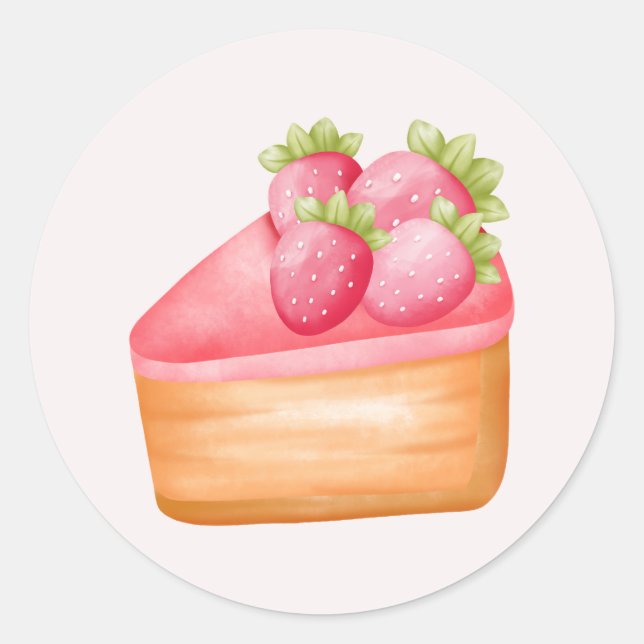 Ein Stück Erdbeerfruchtkuchen Runder Aufkleber (Vorderseite)
