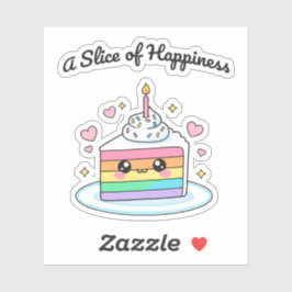 Ein Stück glücklicher Kawaii-Kuchen Aufkleber